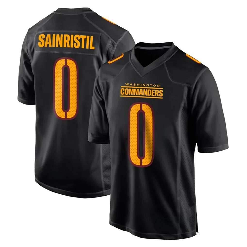 W.Commanders #0 Mike Sainristil Player Black Carbon Fashion Home Game Ldoa Stitched Jerseys