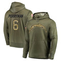 LA.Chargers #6 Denzel Perryman Player Olive Salute to Service Pullover Hoodies Home Game Ldoa Stitched Jerseys