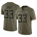 T.Titans #33 Cedric Gray Player Olive Limited Salute to Service Home Game Ldoa Stitched Jerseys