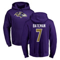 B.Ravens #7 Rashod Bateman Player Purple Salute to Service Pullover Hoodie Ldoa Stitched Jerseys