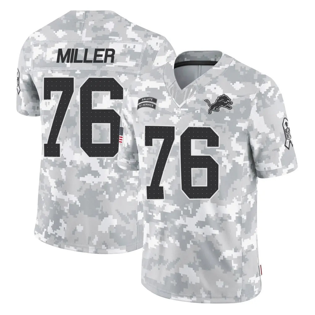 D.Lions #76 Blake Miller Player Arctic Camo Salute To Service Limited Ldoa Stitched Jerseys