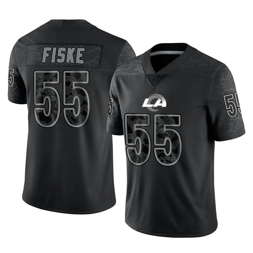 LA.Rams #55 Braden Fiske Player Black Limited Reflective Home Game Ldoa Stitched Jerseys