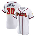 A.Braves #30 Drake Baldwin Player White Gold Limited Elite Home Game Ldoa Stitched Jerseys