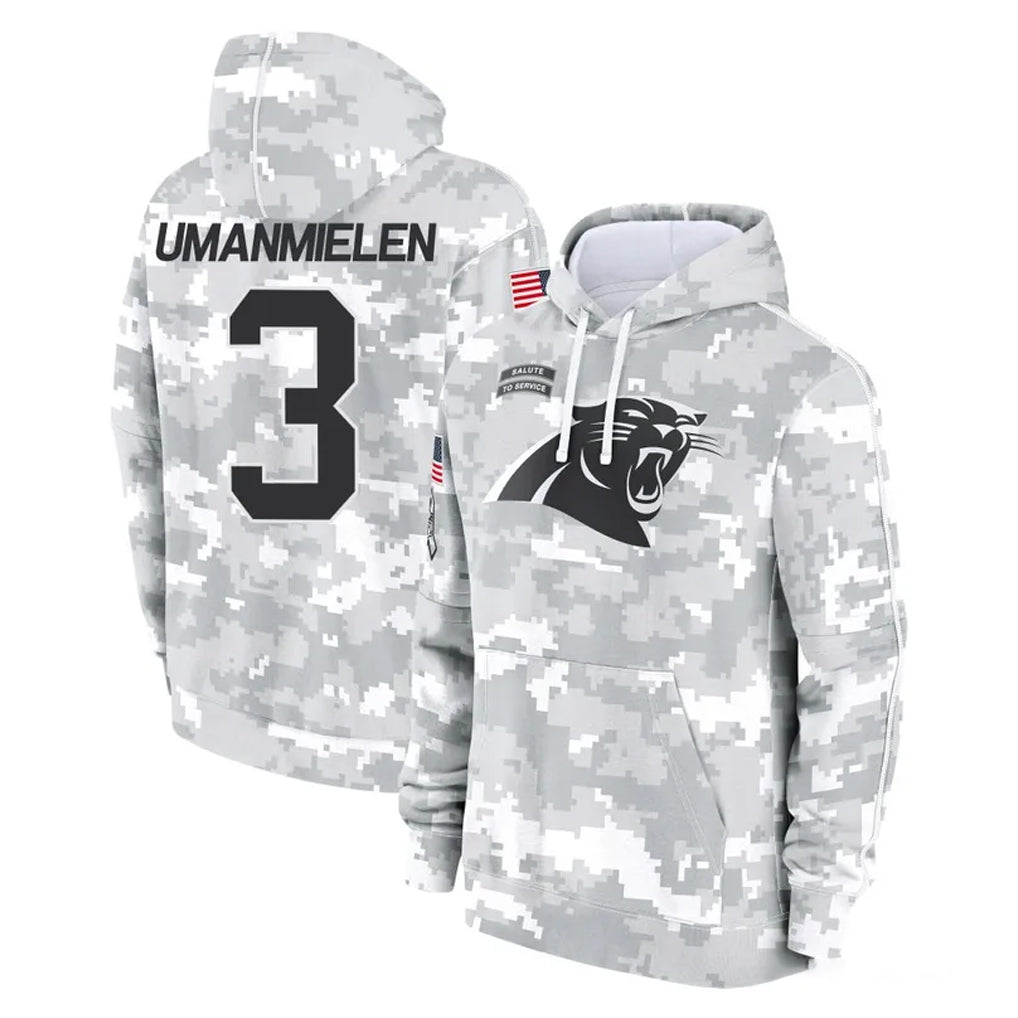 C.Panthers #3 Princely Umanmielen Player Arctic Camo Salute to Service Pullover Hoodies Limited Game Ldoa Stitched Jerseys