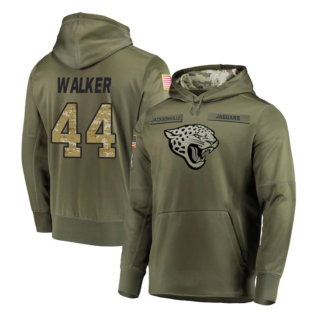 J.Jaguars #44 Travon Walker Player Olive Salute to Service Pullover Hoodies Home Game Ldoa Stitched Jerseys