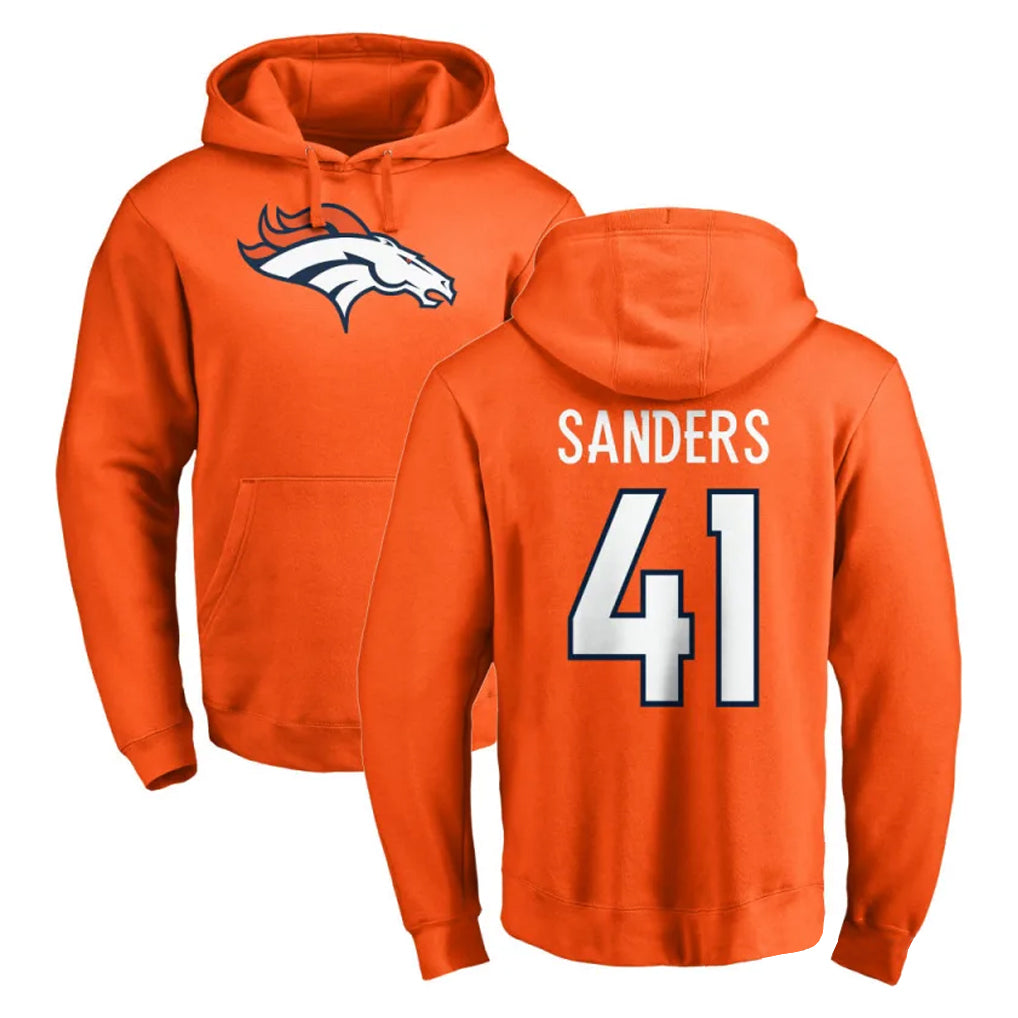 D.Broncos #41 Drew Sanders Player Orange Pullover Hoodie Limited Ldoa Stitched Jerseys