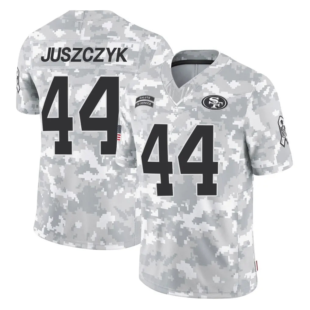 SF.49ers #44 Kyle Juszczyk Player Arctic Camo Limited Salute To Service Home Game Ldoa Stitched Jerseys