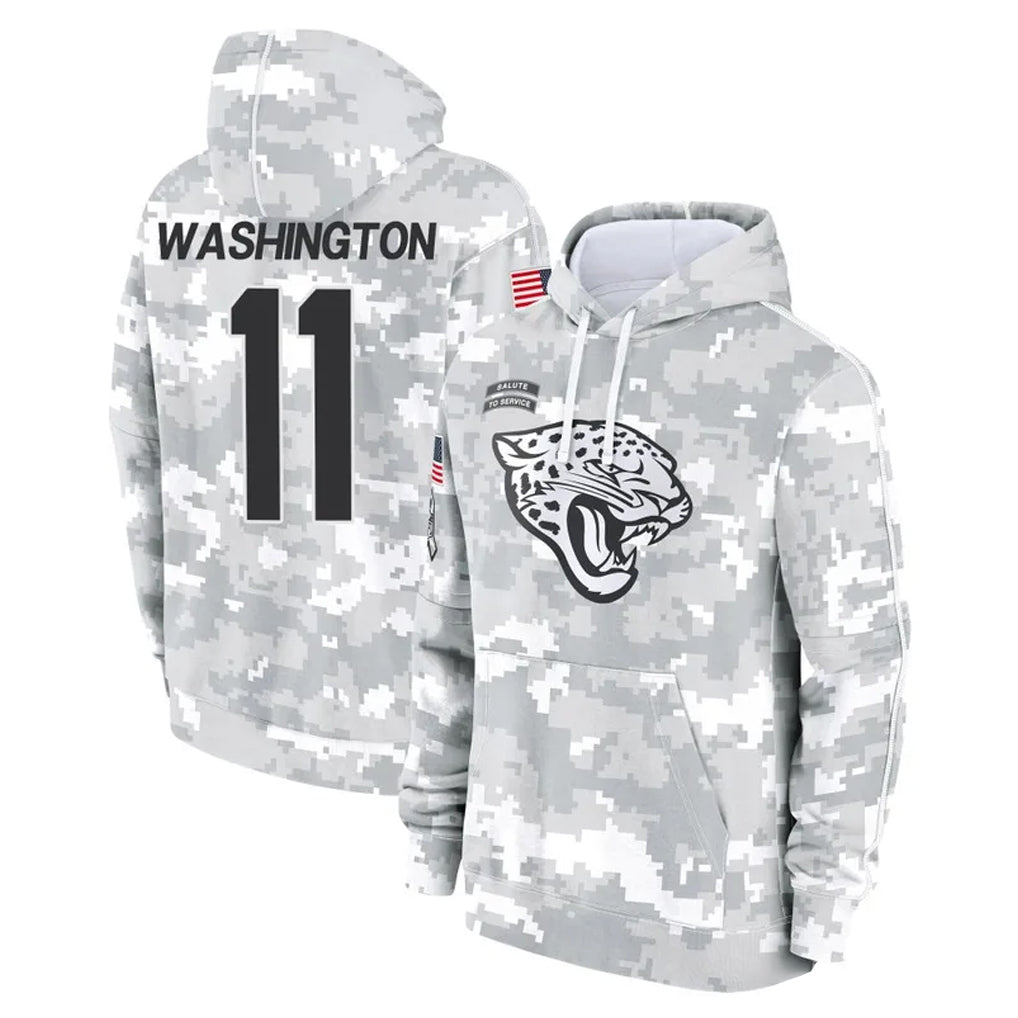 J.Jaguars #11 Parker Washington Player Arctic Camo Salute to Service Hoodies Limited Game Ldoa Stitched Jerseys