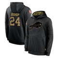 B.Bills #24 Cole Bishop Player Black Salute to Service Hoodies Hame Ldoa Stitched Jerseys