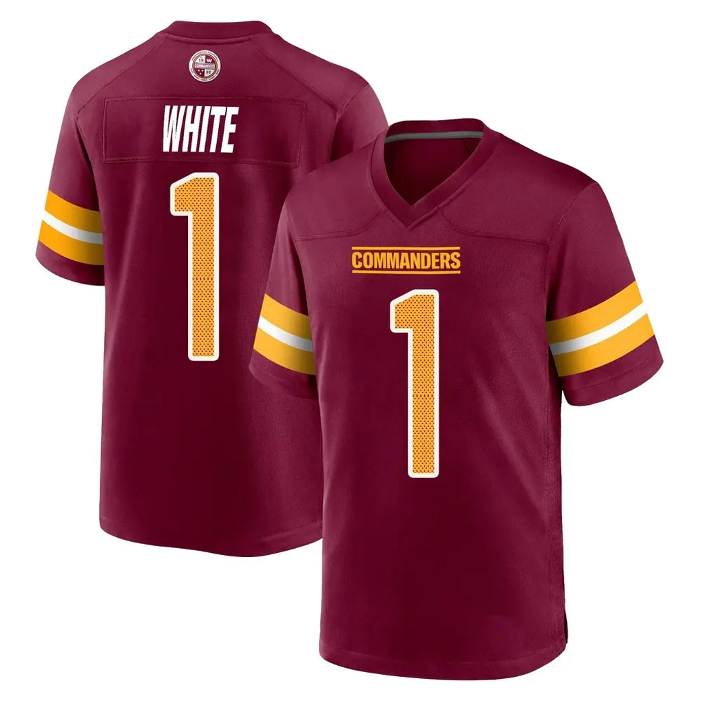 W.Commanders #1 Rachaad White Player Burgundy Home Game Ldoa Stitched Jerseys