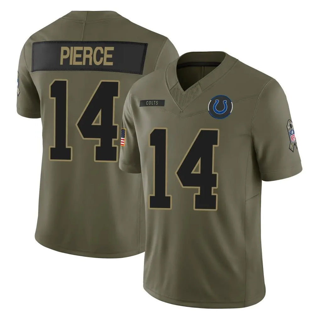IN.Colts #14 Alec Pierce Player Olive 2025 Salute To Service Limited Game Ldoa Stitched Jerseys