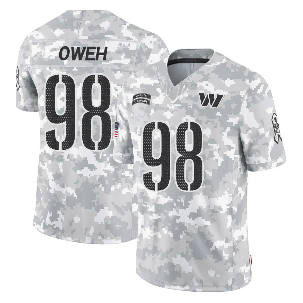 W.Commanders #98 Odafe Oweh Player Arctic Camo Limited Salute To Service Home Game Ldoa Stitched Jerseys