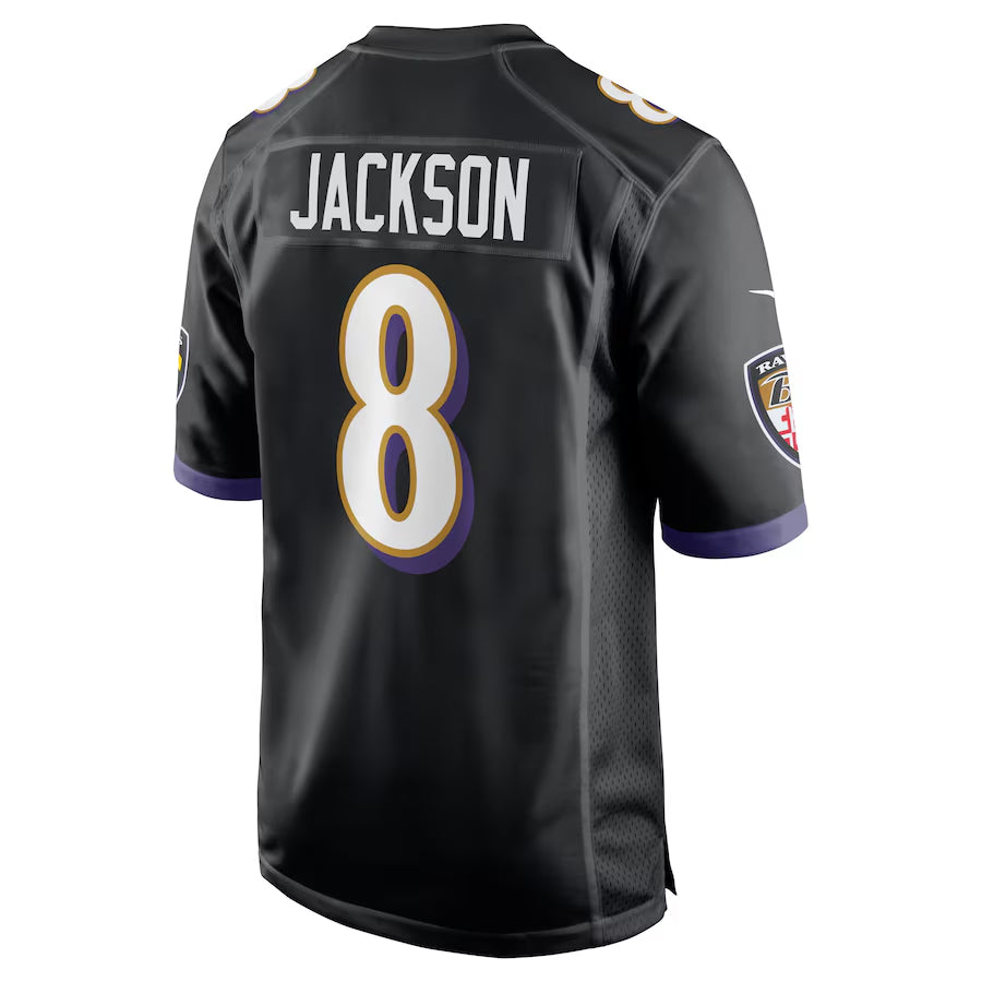 B.Ravens #8 Lamar Jackson Player Black Alternate Home Game Ldoa Stitched Jerseys