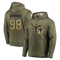 T.Titans #98 Jeffery Simmons Player Olive Salute to Service Pullover Hoodies Home Game Ldoa Stitched Jerseys