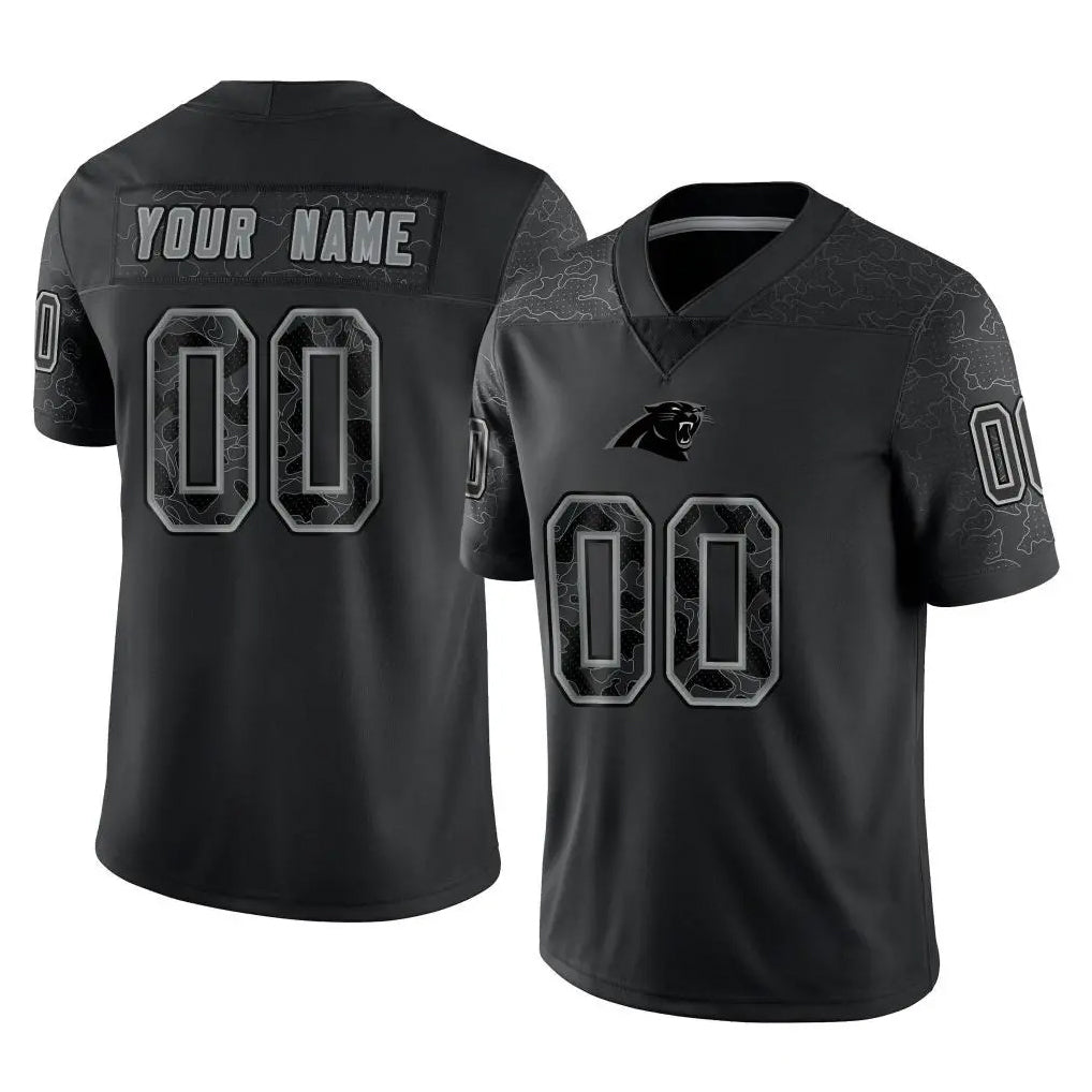 Custom C.Panthers Black Limited Reflective Game Any Name & Numbers Ldoa Stitched Jerseys
