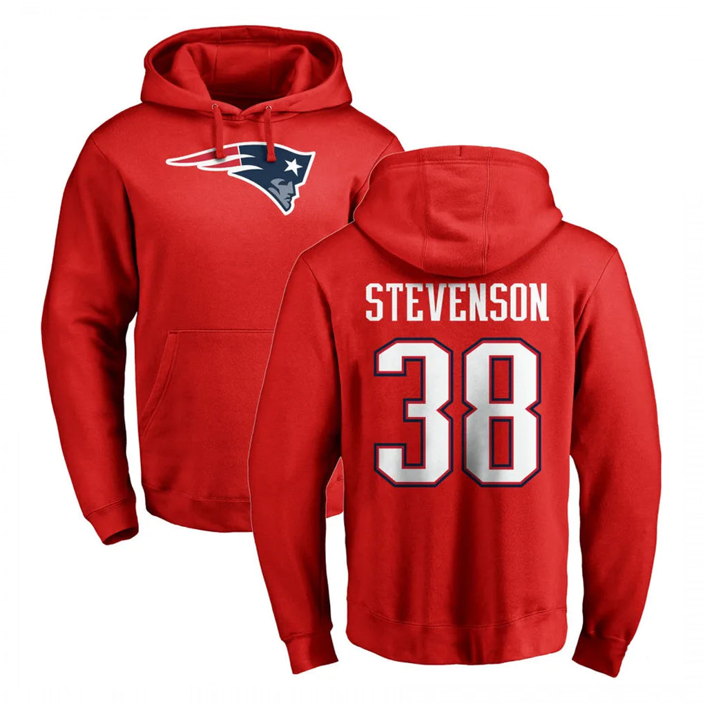 NE.Patriots #38 Rhamondre Stevenson Player Red LOGO Pullover Hoodies Home Game Ldoa Stitched Jerseys