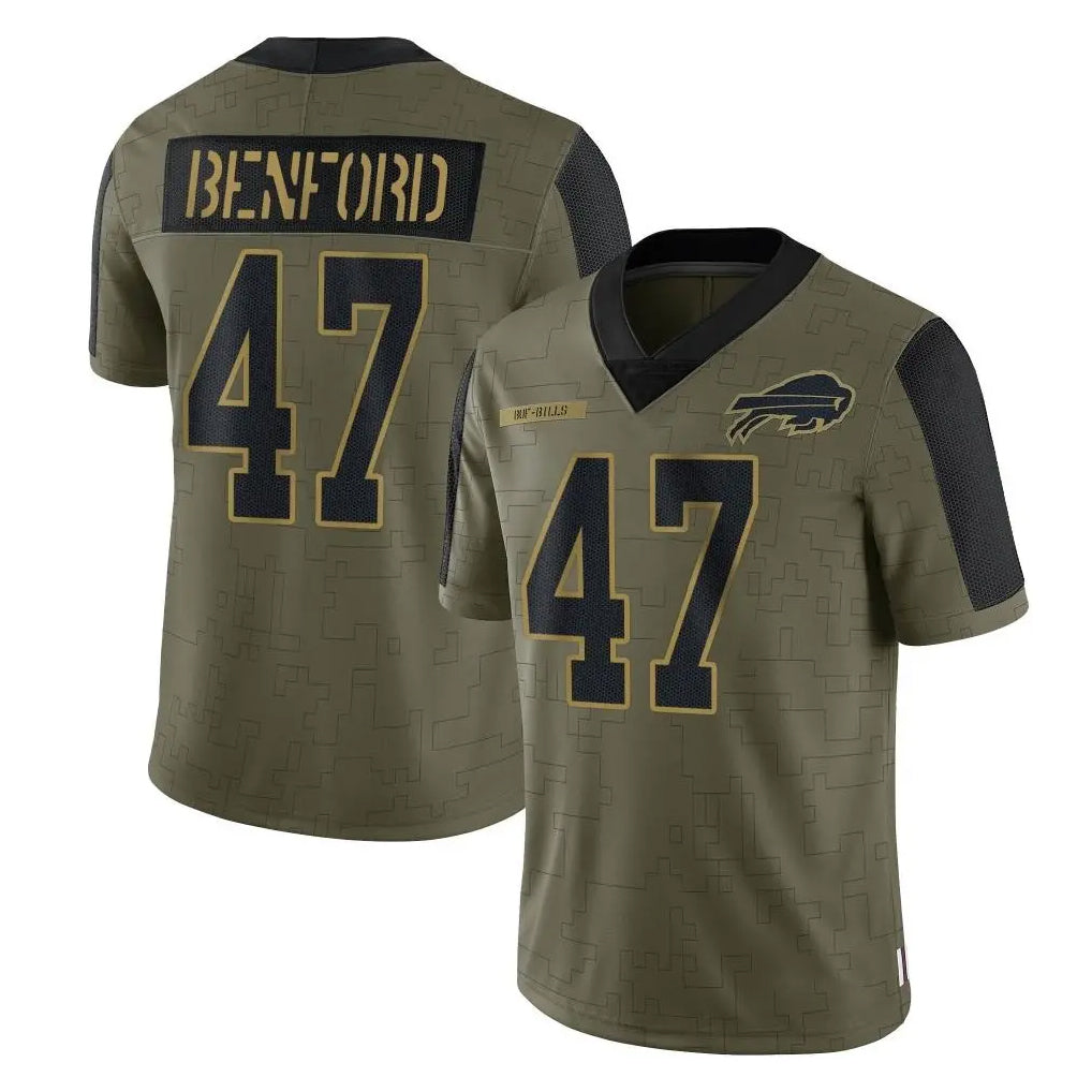 B.Bills #47 Christian Benford Player Olive Salute To Service Limited Ldoa Stitched Jerseys