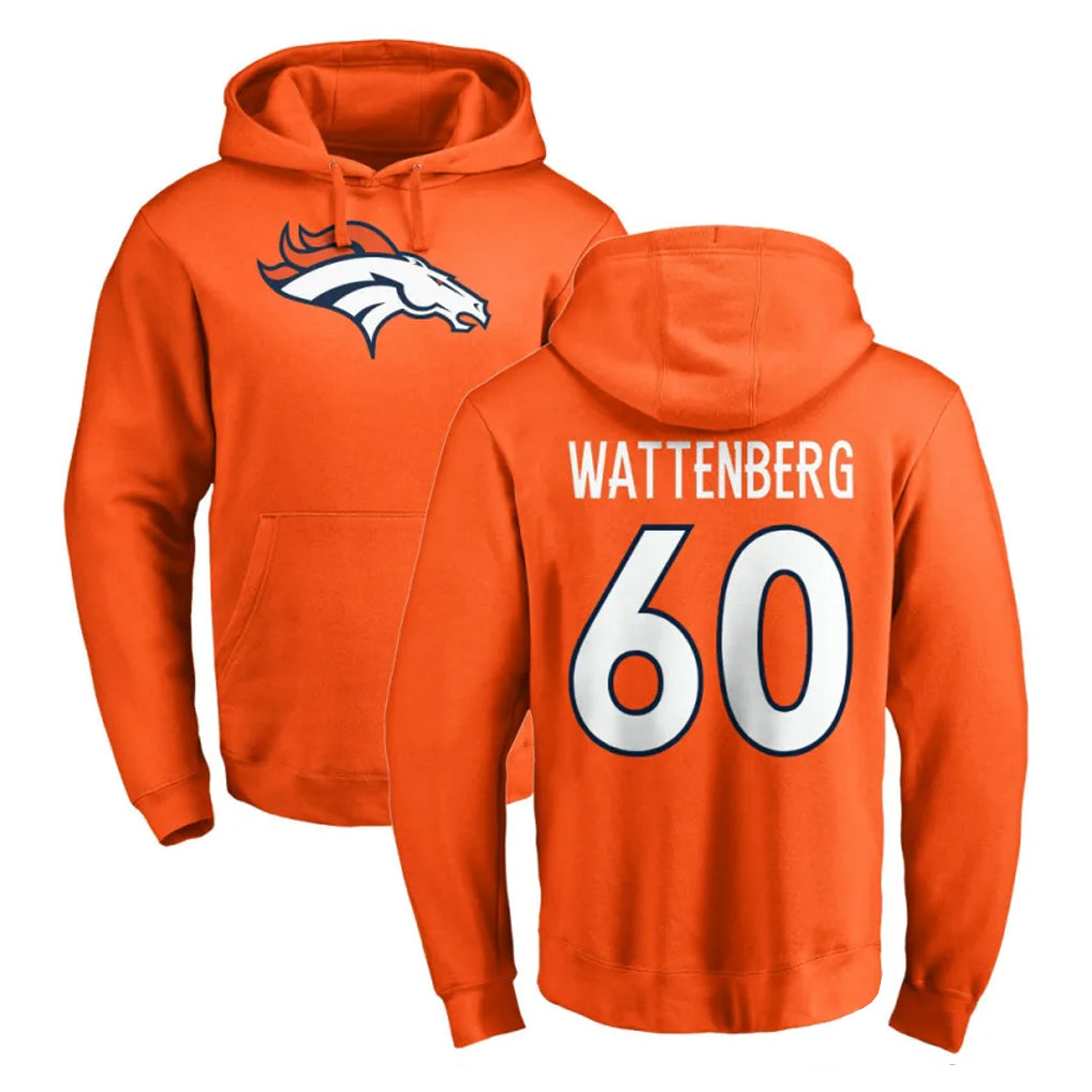 D.Broncos #60 Luke Wattenberg Player Orange Pullover Hoodie Limited Ldoa Stitched Jerseys