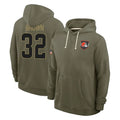 C.Browns #32 Jim Brown Player Olive Salute to Service Pullover Hoodies Limited Ldoa Stitched Jerseys