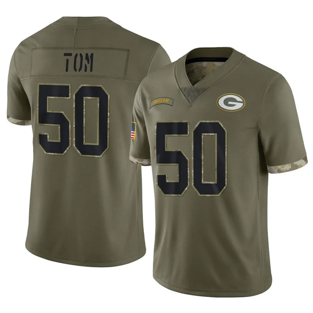 GB.Packers #50 Zach Tom Player Olive Salute To Service Limited Ldoa Stitched Jerseys