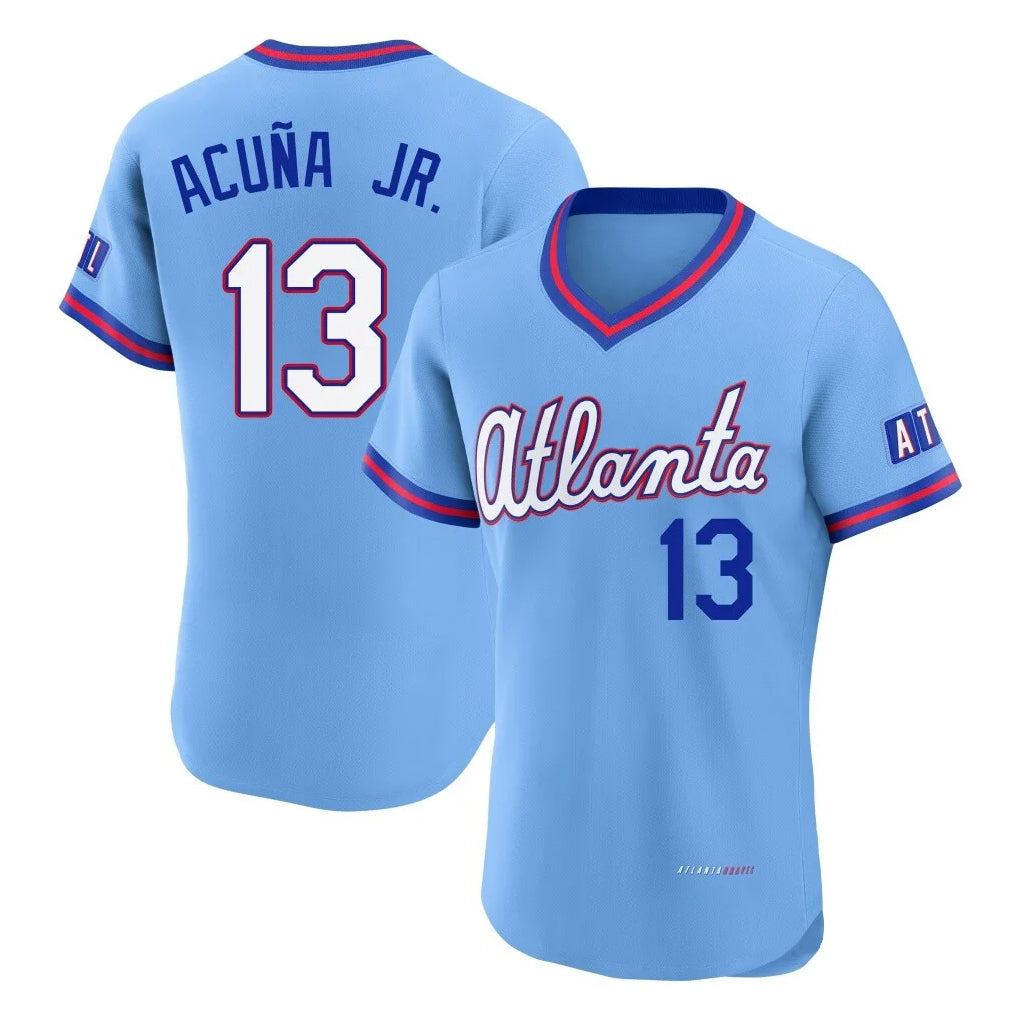 A.Braves #13 Ronald Acuna Jr Player Powder Blue 2026 City Connect T-shirt Limited Elite Home Game Ldoa Stitched Jerseys
