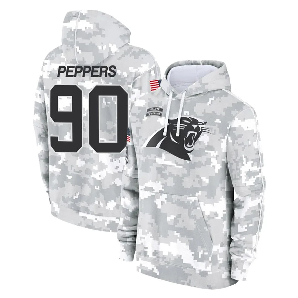C.Panthers #90 Julius Peppers Player Arctic Camo Salute to Service Pullover Hoodies Limited Game Ldoa Stitched Jerseys