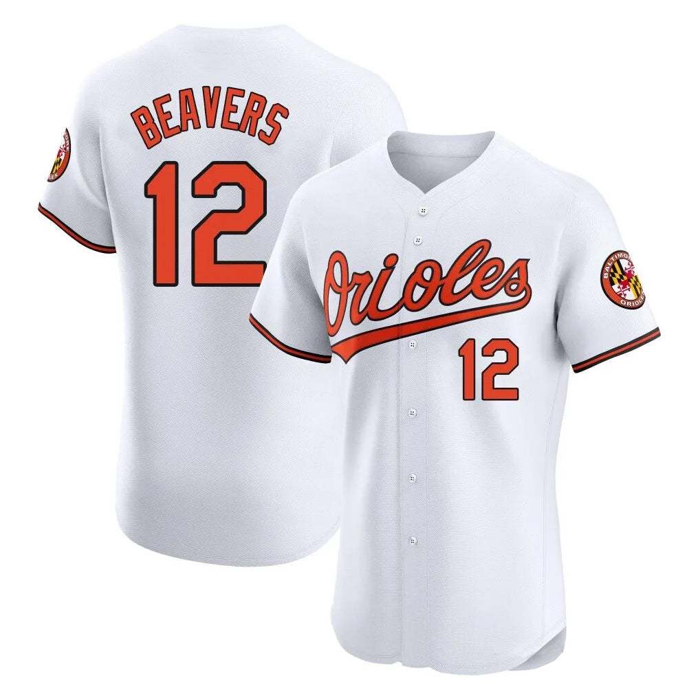 B.Orioles #12 Dylan Beavers Player White Limited Elite Home Game Ldoa Stitched Jerseys