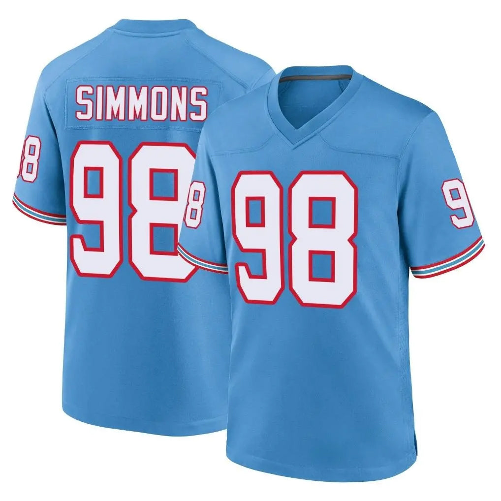 T.Titans #98 Jeffery Simmons Player Light Blue Oilers Throwback Game Home Ldoa Stitched Jerseys