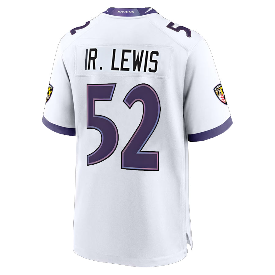 B.Ravens #52 Ray Lewis Player White Home Game Ldoa Stitched Jerseys