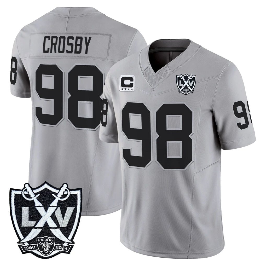 LV.Raiders #98 Maxx Crosby Player Gray 2026 Vapor Limited Home Game Ldoa Stitched Jerseys