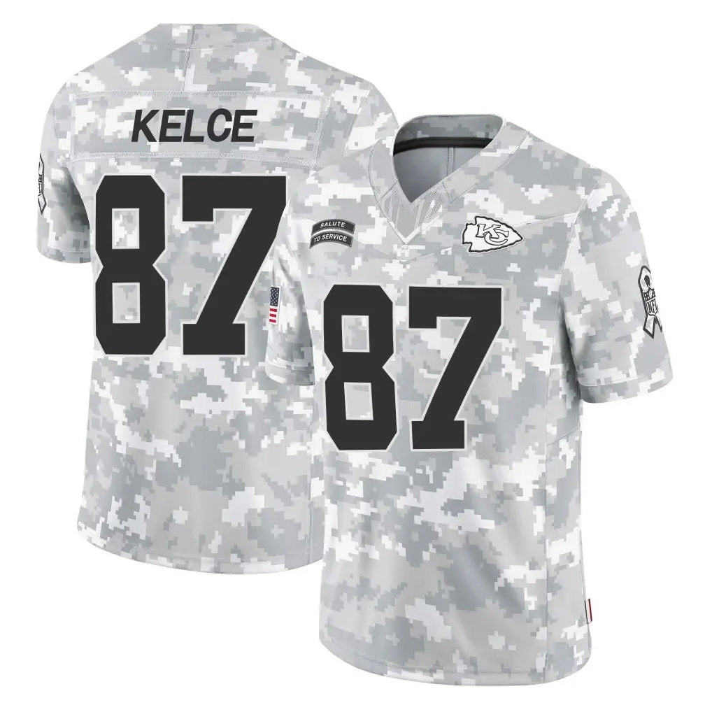 KC.Chiefs #87 Travis Kelce Player Arctic Camo Salute To Service Limited Game Ldoa Stitched Jerseys