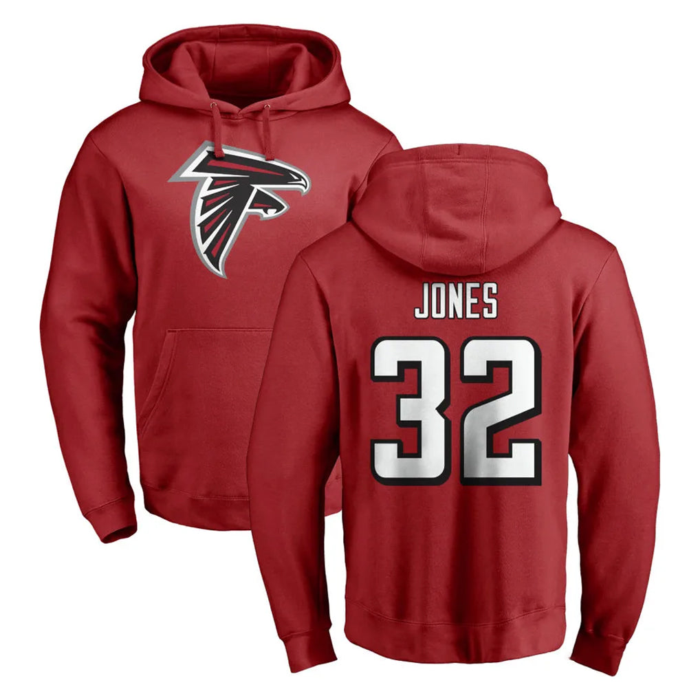 A.Falcons #32 Cash Jones Player Red Pullover Hoodies Home Game Ldoa Stitched Jerseys