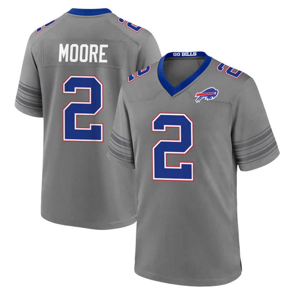 B.Bills #2 DJ Moore Player Gray Nickel City Home Game Ldoa Stitched Jerseys
