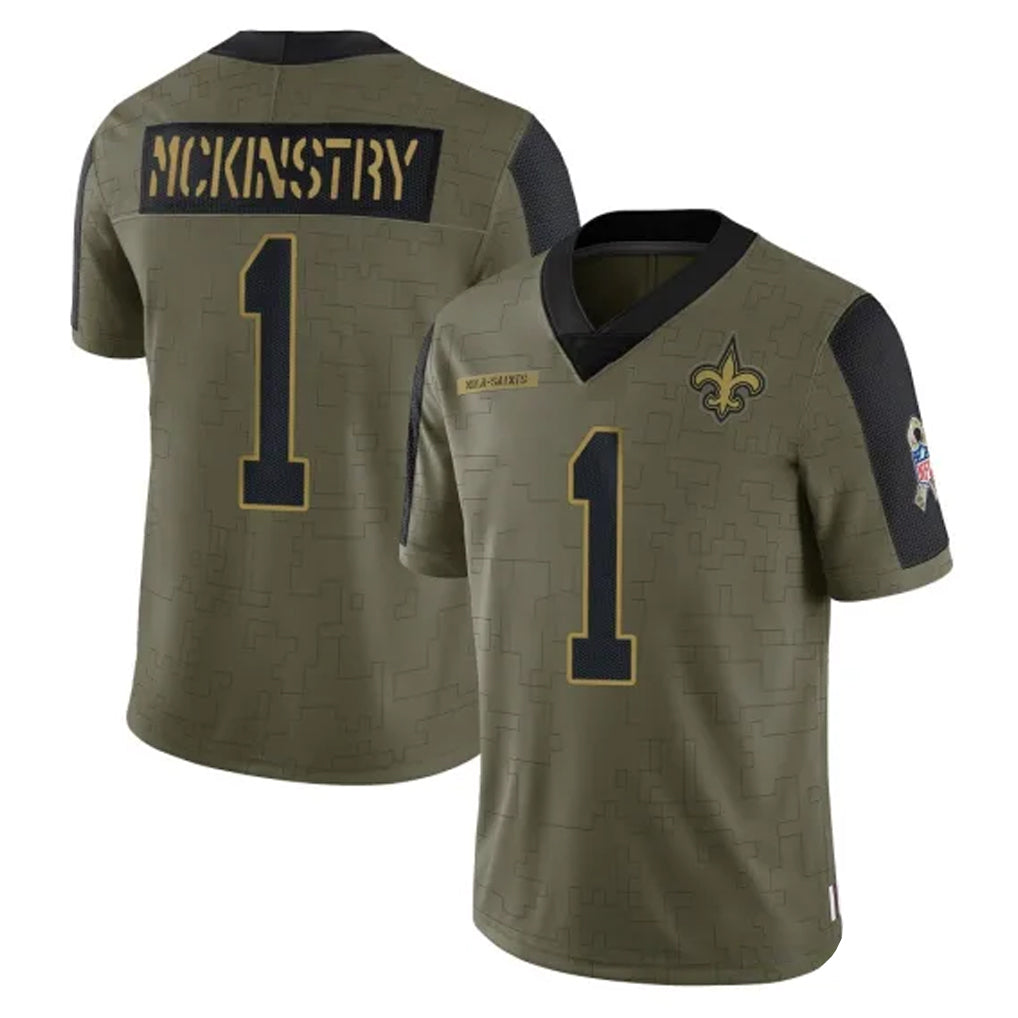 NO.Saints #1 Kool-Aid McKinstry Player Olive Salute To Service Limited Game Ldoa Stitched Jerseys