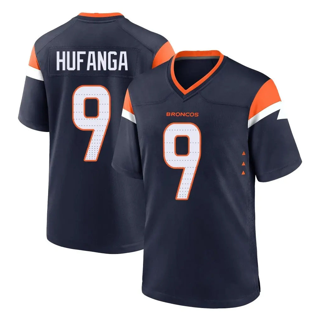 D.Broncos #9 Talanoa Hufanga Player Navy Home Game Ldoa Stitched Jerseys
