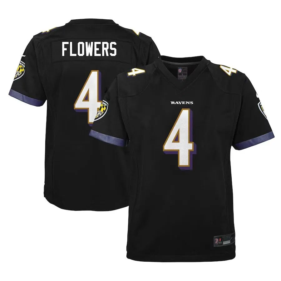 B.Ravens #4 Zay Flowers Player Black Fashion Home Game Ldoa Stitched Jerseys