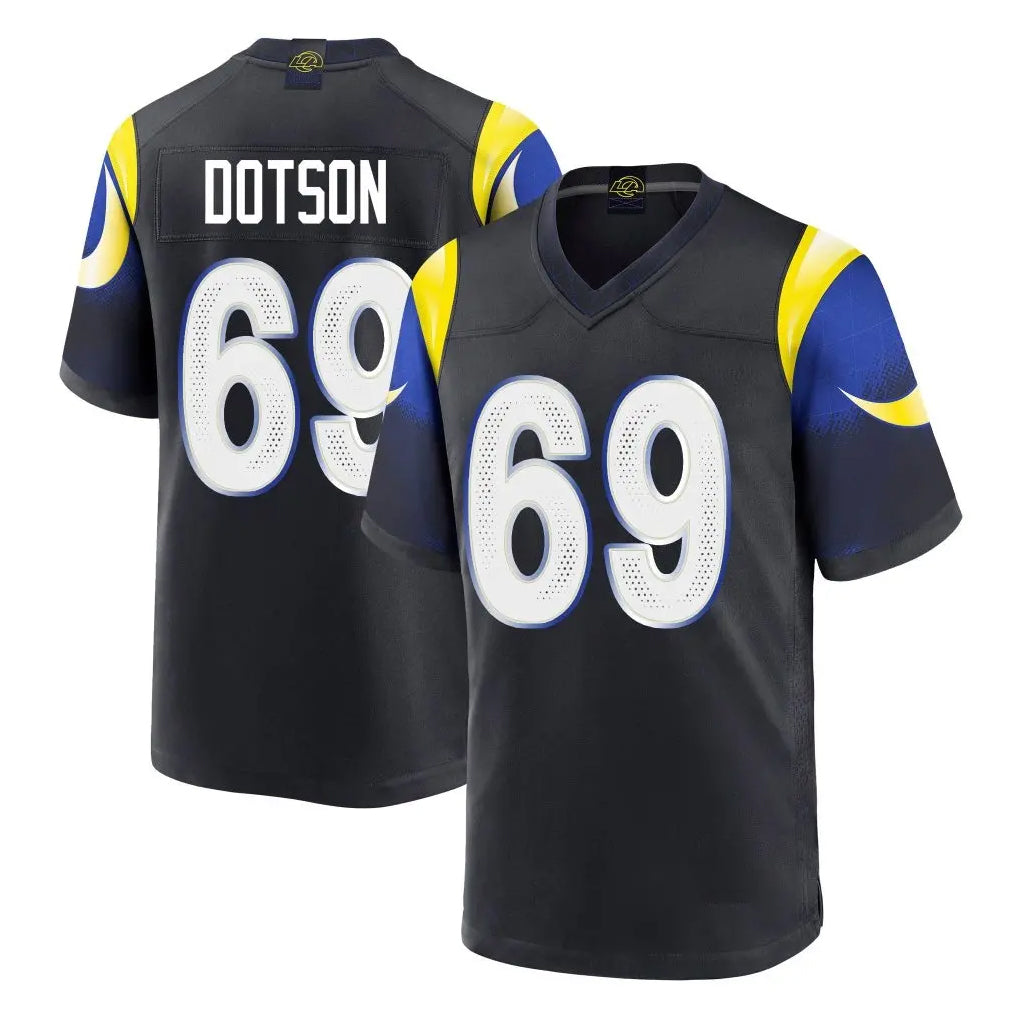 LA.Rams #69 Kevin Dotson Player Black Midnight Rivalries Collection Home Game Ldoa Stitched Jerseys