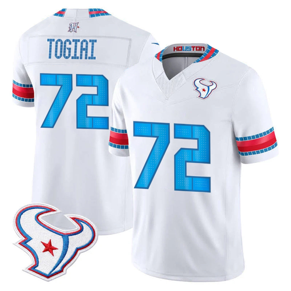 H.Texans #72 Tommy Togiai Player Whtie 2026 Rivalries Vapor Limited Home Game Ldoa Stitched jerseys