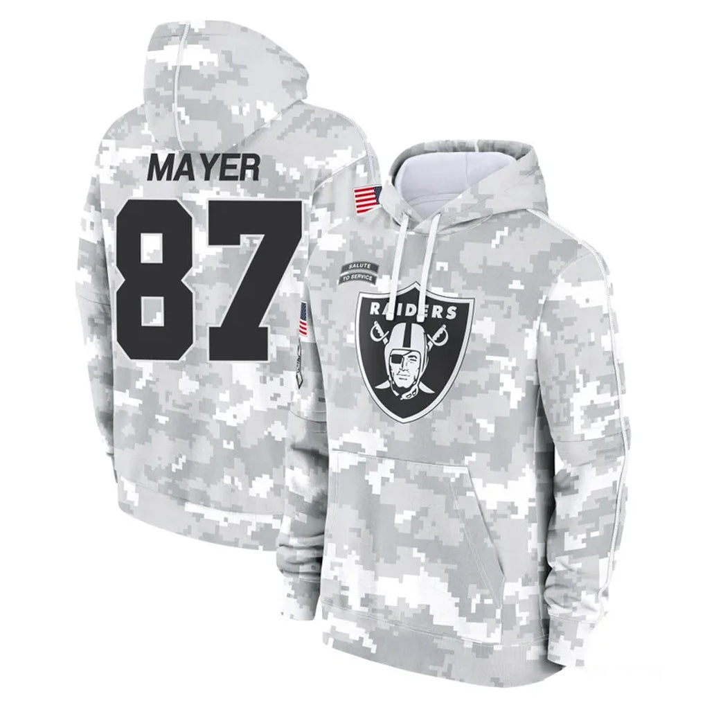 LV.Raiders #87 Michael Mayer Player Arctic Camo Salute to Service Hoodies Limited Game Ldoa Stitched Jerseys