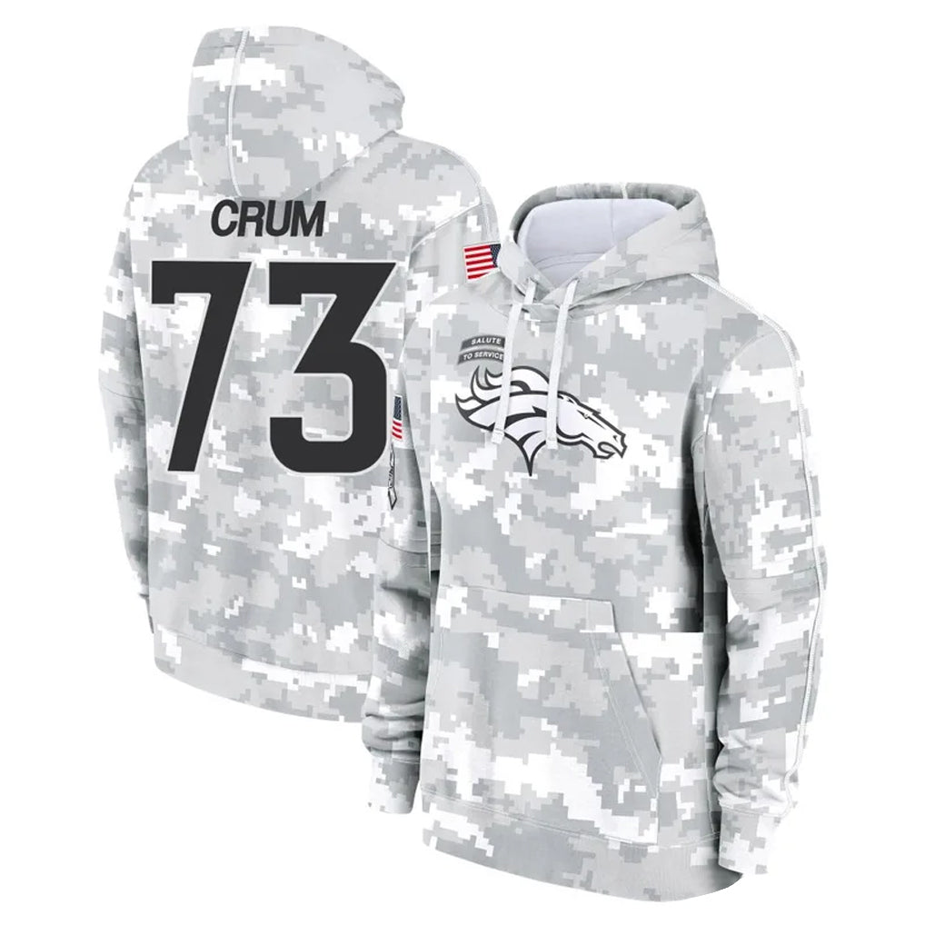 D.Broncos #73 Frank Crum Player Arctic Camo Salute to Service Hoodies Limited Game Ldoa Stitched Jerseys