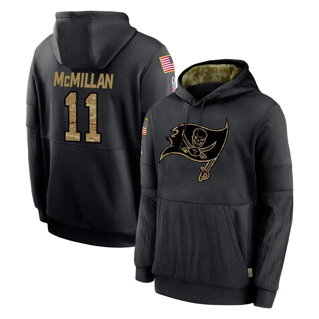 TB.Buccaneers #11 Jalen McMillan Player Black Salute to Service Sideline Performance Pullover Hoodies Home Game Ldoa Stitched Jerseys