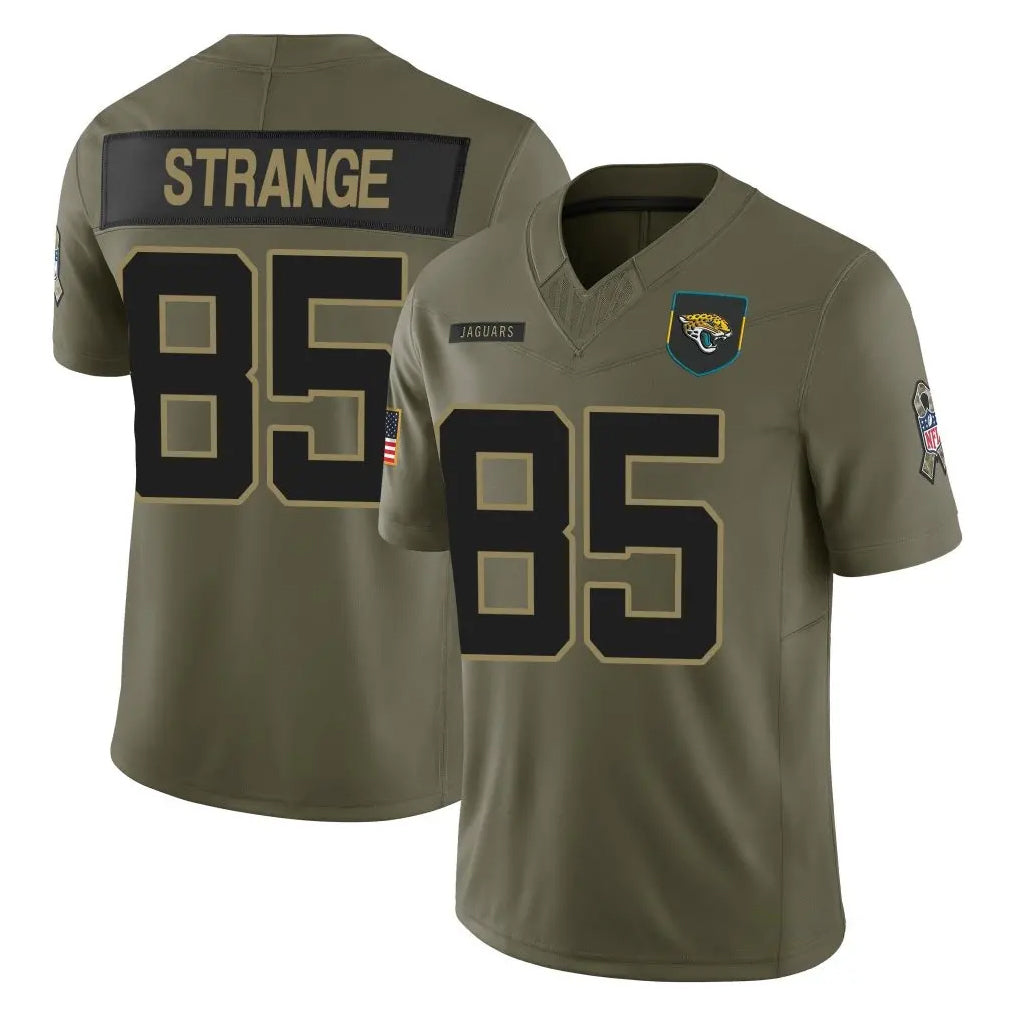 J.Jaguars #85 Brenton Strange Player Olive 2025 Salute To Service Limited Game Ldoa Stitched Jerseys