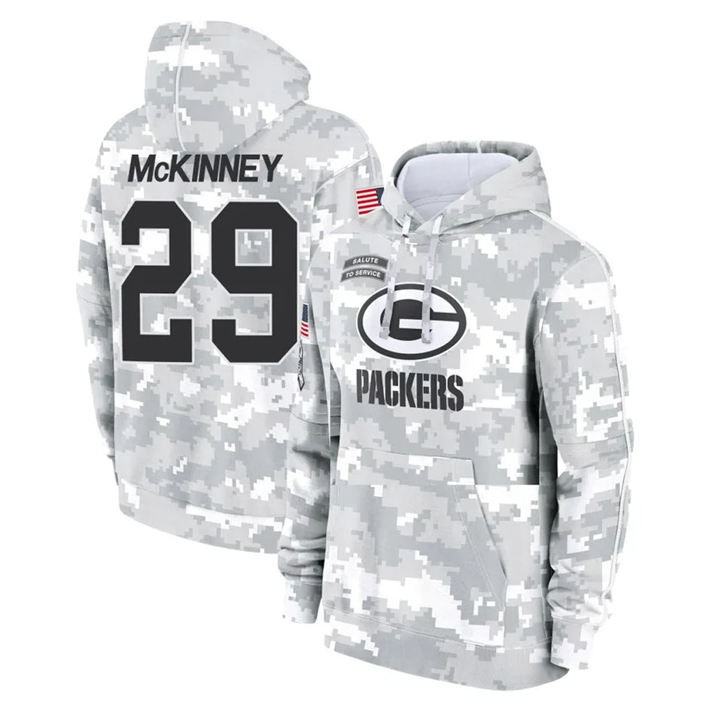 GB.Packers #29 Xavier McKinney Player Arctic Camo Salute to Service Hoodies Limited Game Ldoa Stitched Jerseys