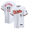 B.Orioles #11 Jordan Westburg Player White USA 250 Fourth of July Home Game Ldoa Stitched Jerseys