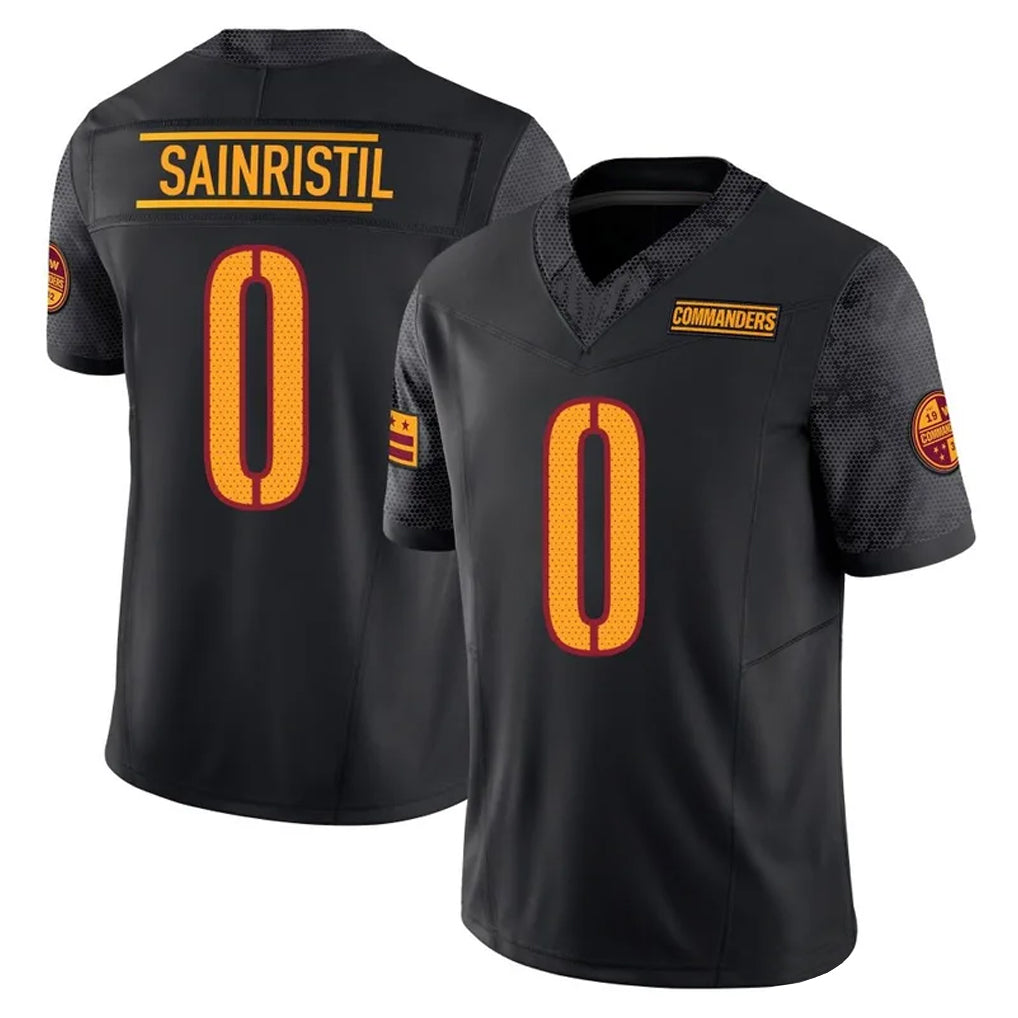 W.Commanders #0 Mike Sainristil Player Black Limited Vapor F.U.S.E. Home Game Ldoa Stitched Jerseys