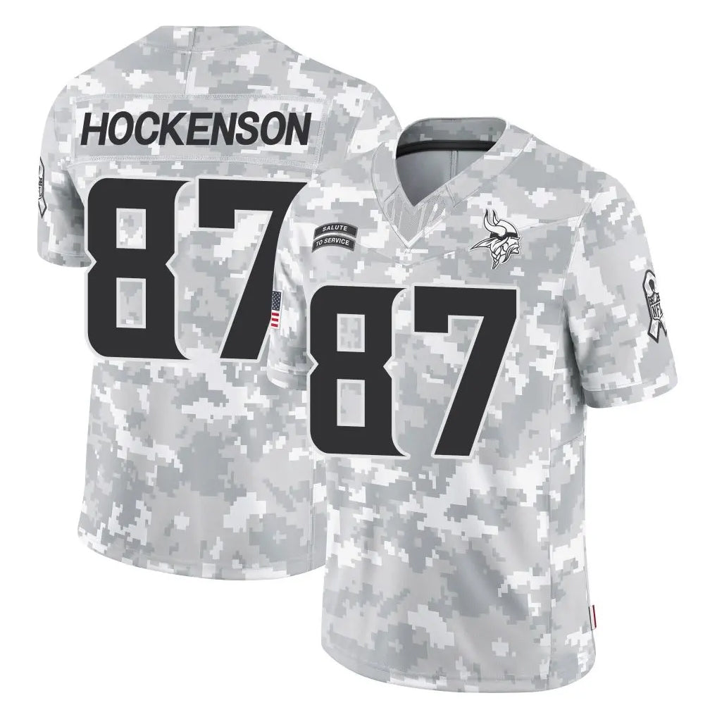 M.Vikings #87 T.J. Hockenson Player Arctic Camo Salute To Service Limited Game Ldoa Stitched Jerseys