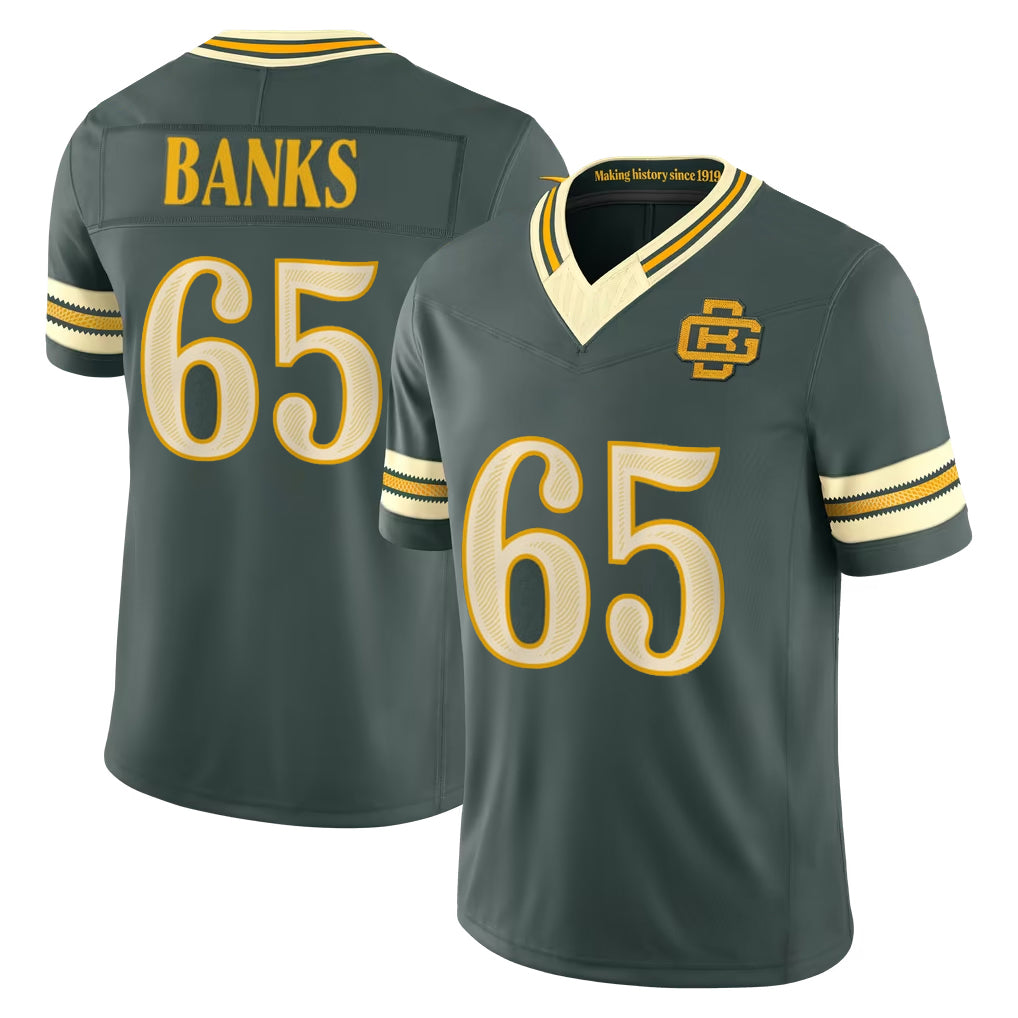 GB.Packers #65 Aaron Banks Player Green Limited 2026 Rivalries Collection Home Game Ldoa Stitched Jerseys