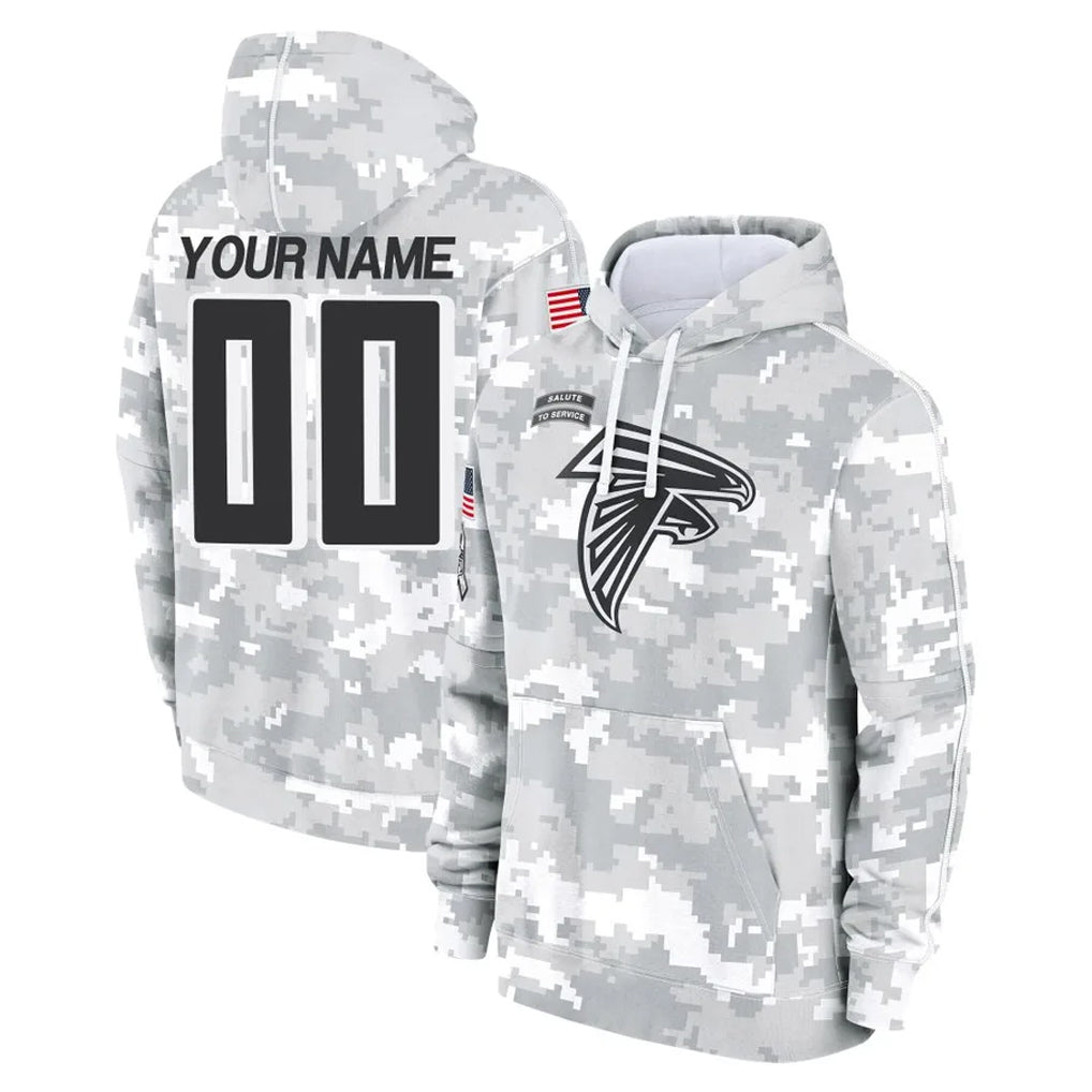 Custom A.Falcons Arctic Camo Salute to Service Limited Hoodie Any Name & Numbers Ldoa Stitched Jerseys