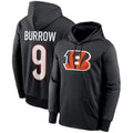 C.Bengals #9 Joe Burrow Player Black Salute to Service Pullover Hoodies Game Ldoa Stitched Jerseys