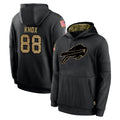 B.Bills #88 Dawson Knox Player Black Salute to Service Hoodies Hame Ldoa Stitched Jerseys
